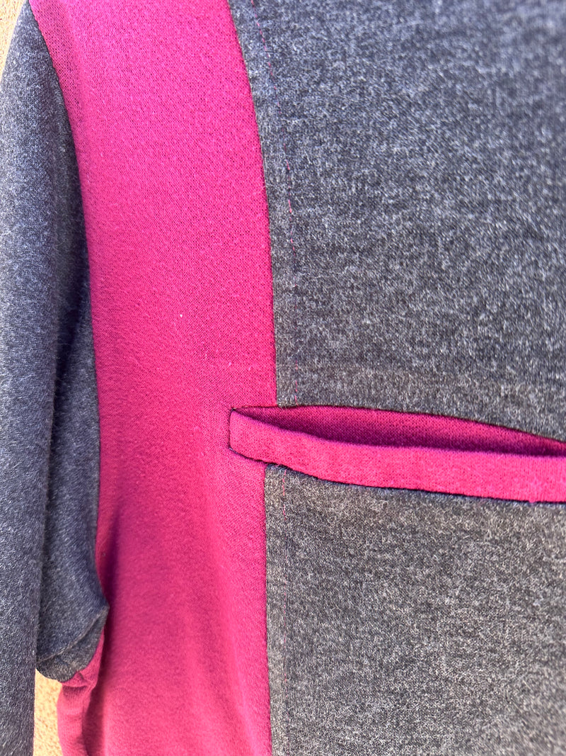 Short Sleeve Pocketed Sweatshirt Maroon/Dark Gray