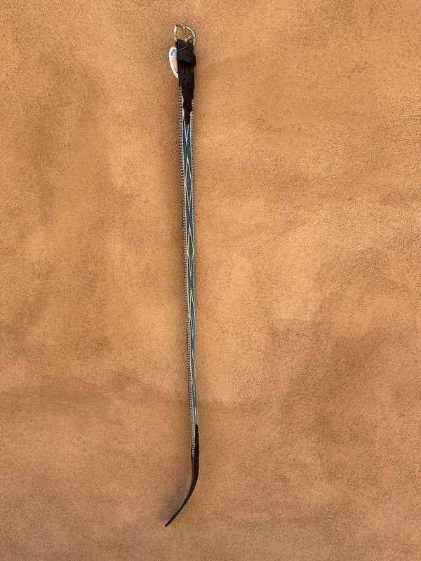 Blue & Brown Full Horsehair Tooled Leather Belt