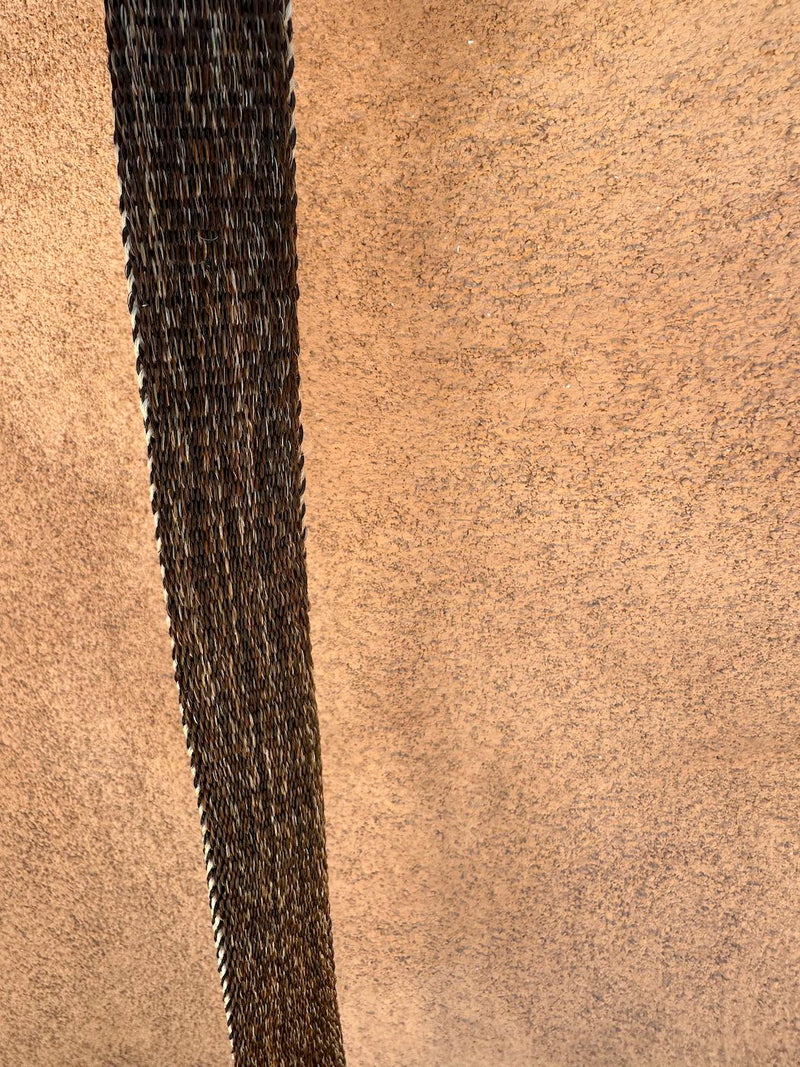 Blue & Brown Full Horsehair Tooled Leather Belt