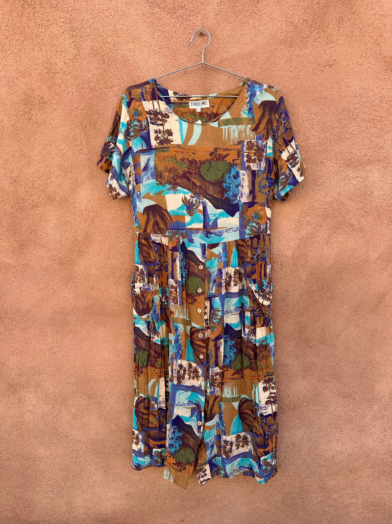Timbuktu Station Abstract Print Dress with Pockets