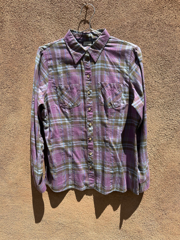 L.L. Bean Violet Plaid Flannel - Small