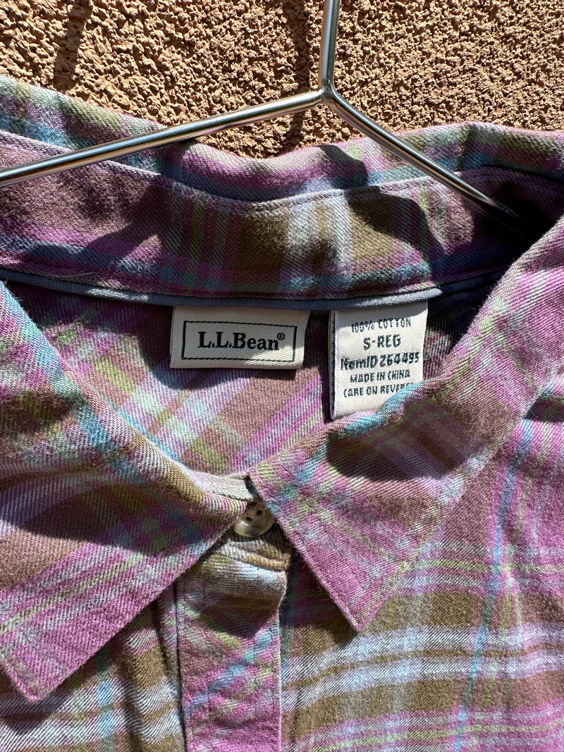L.L. Bean Violet Plaid Flannel - Small