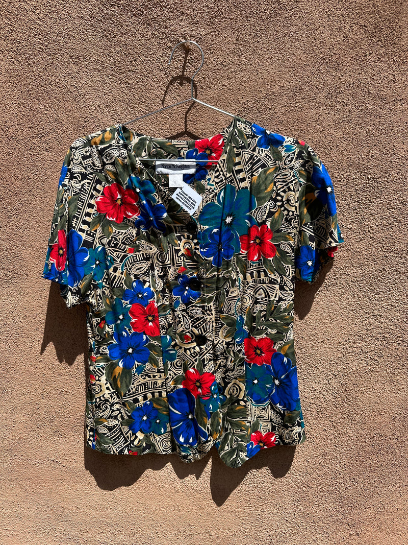 Norton McNaughton Floral Rayon Blouse - 8