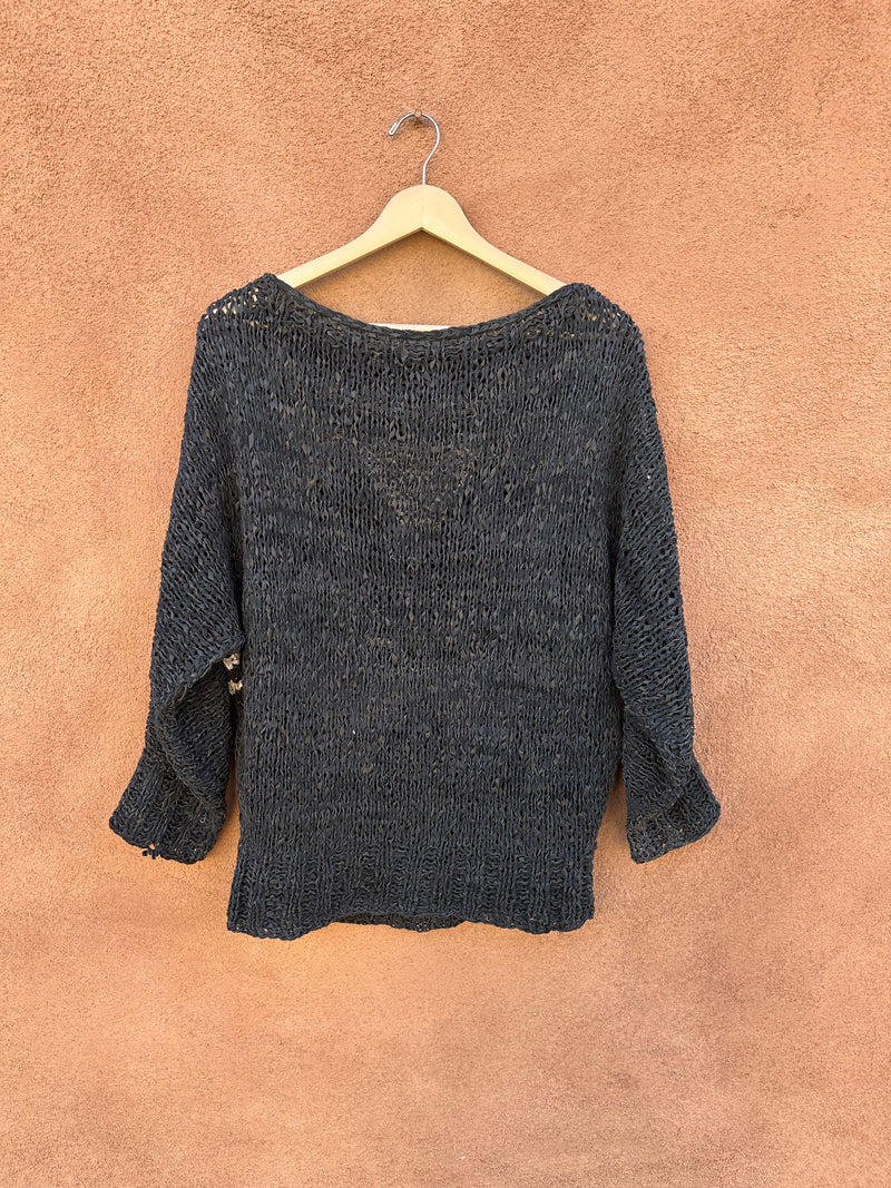 1980's Knit Leather Black & White Sweater