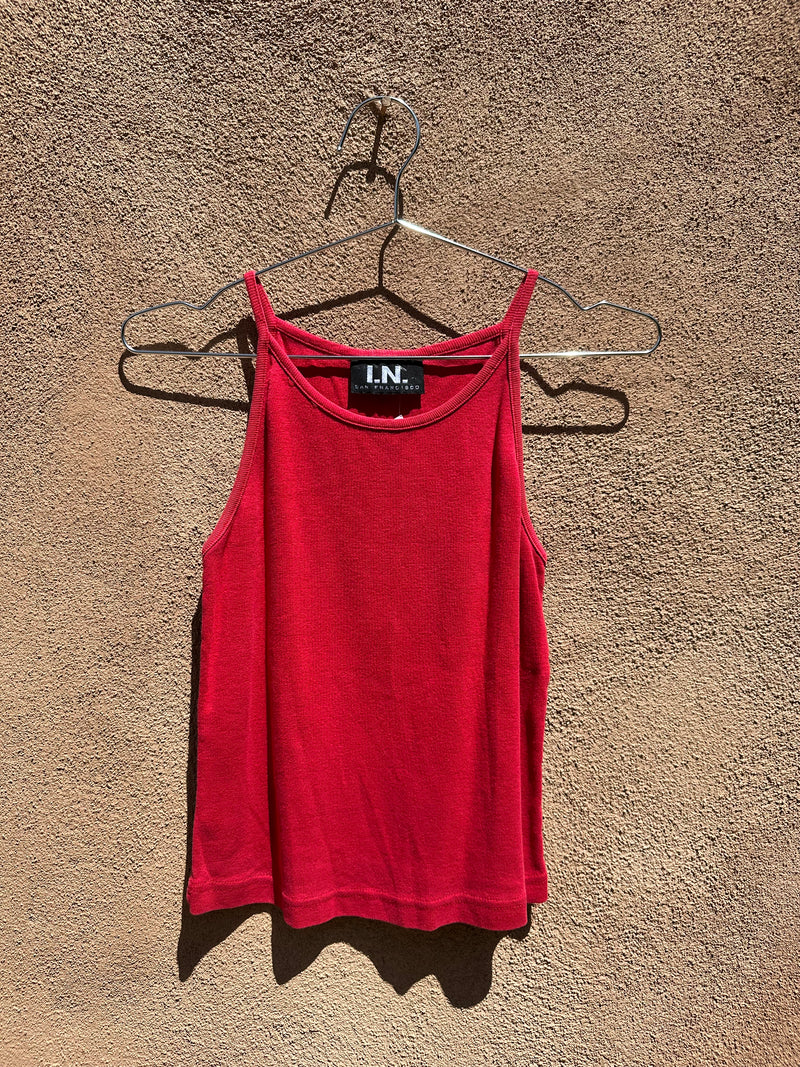 90's Basic Red Tank Top with Strappy Shoulders