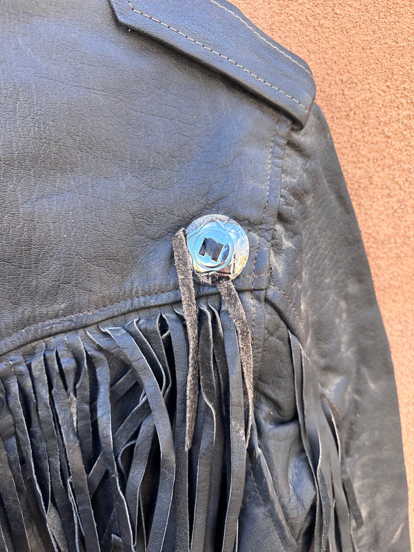 Men's Size 36 Fringe Genuine Leather Biker Jacket