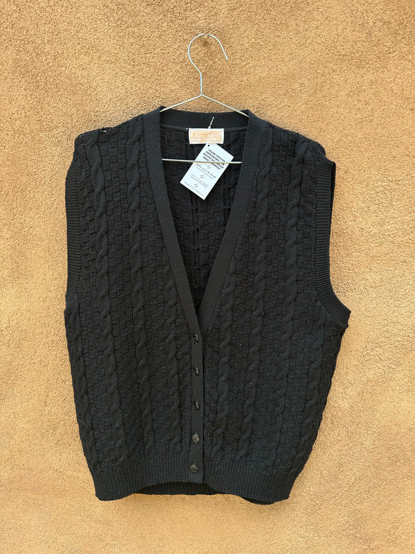 Black Cable Knit Cardigan Vest by Pendleton