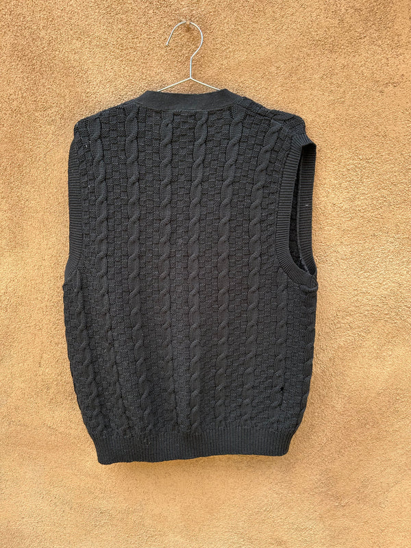 Black Cable Knit Cardigan Vest by Pendleton