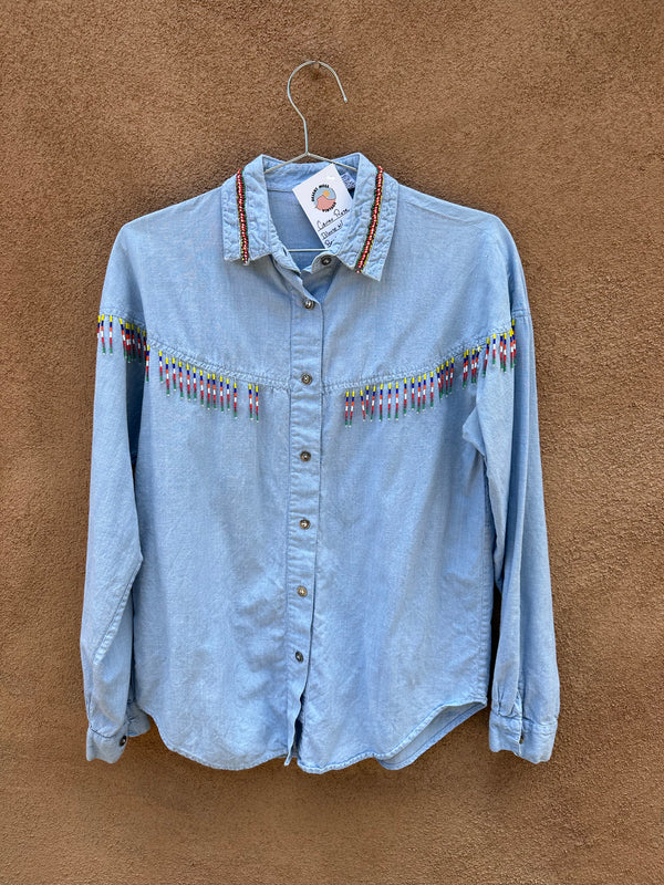 Cameo Rose Blouse with Beaded Fringe
