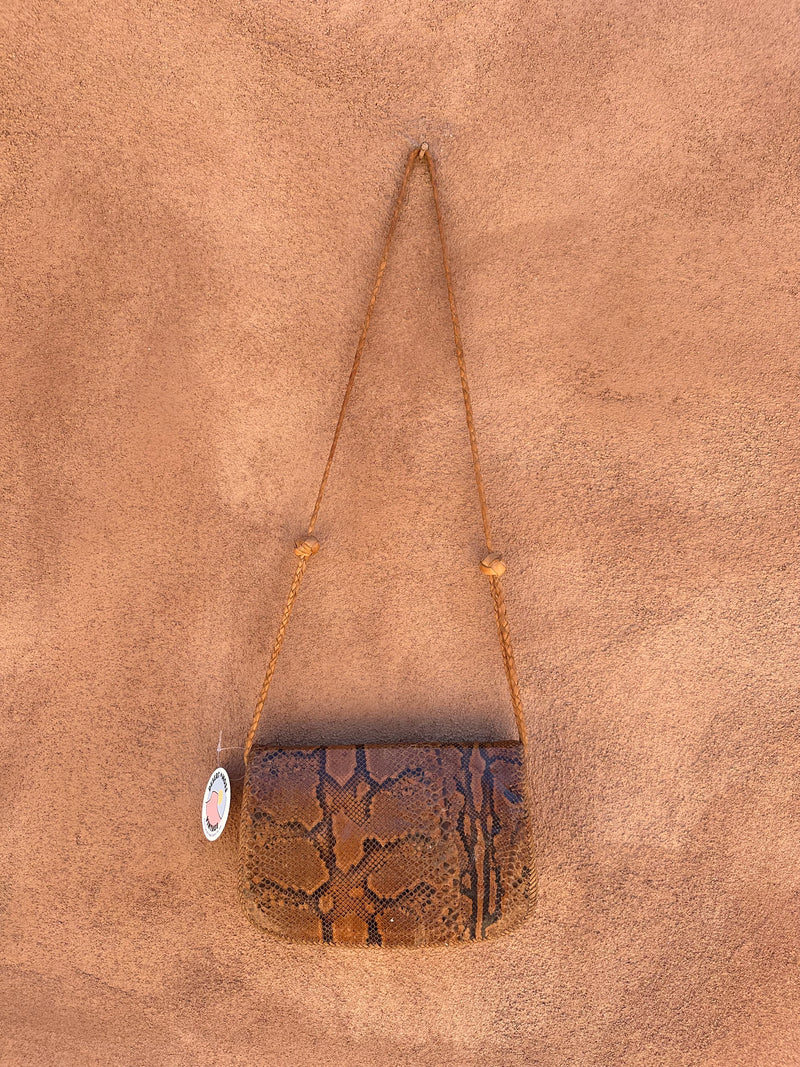 Snakeskin & Leather Purse with Braided Leather Strap