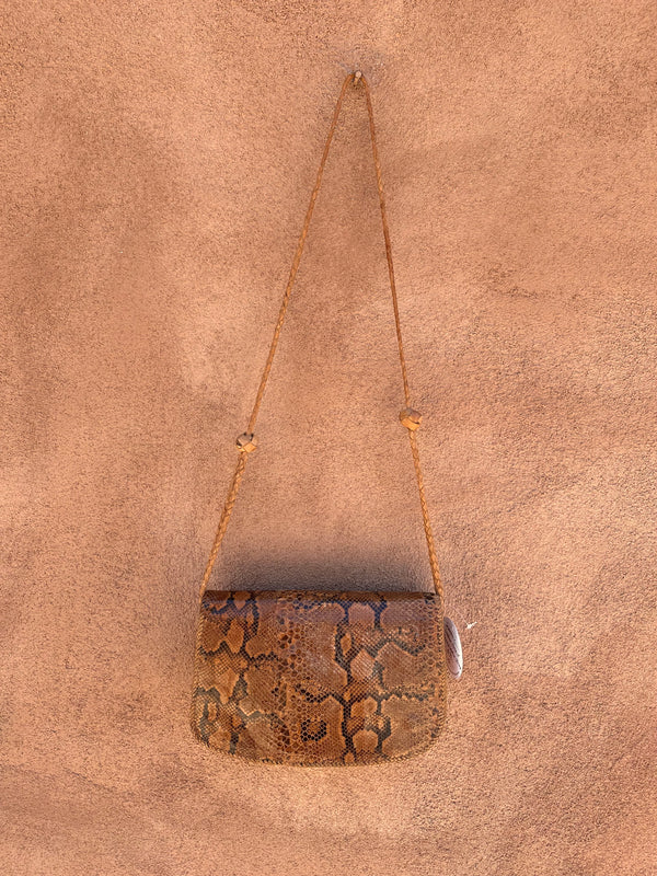 Snakeskin & Leather Purse with Braided Leather Strap