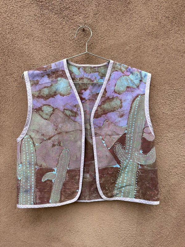 Hand Dyed Cactus Vest with Lizard