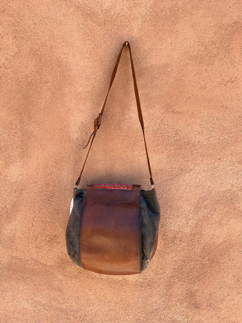 Brown & Gray Leather Purse with Bolivian Tapestry