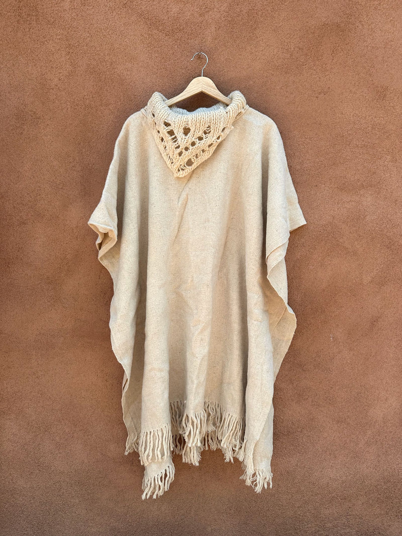 80's Genisa Wool Poncho with Cowl Neck - as is