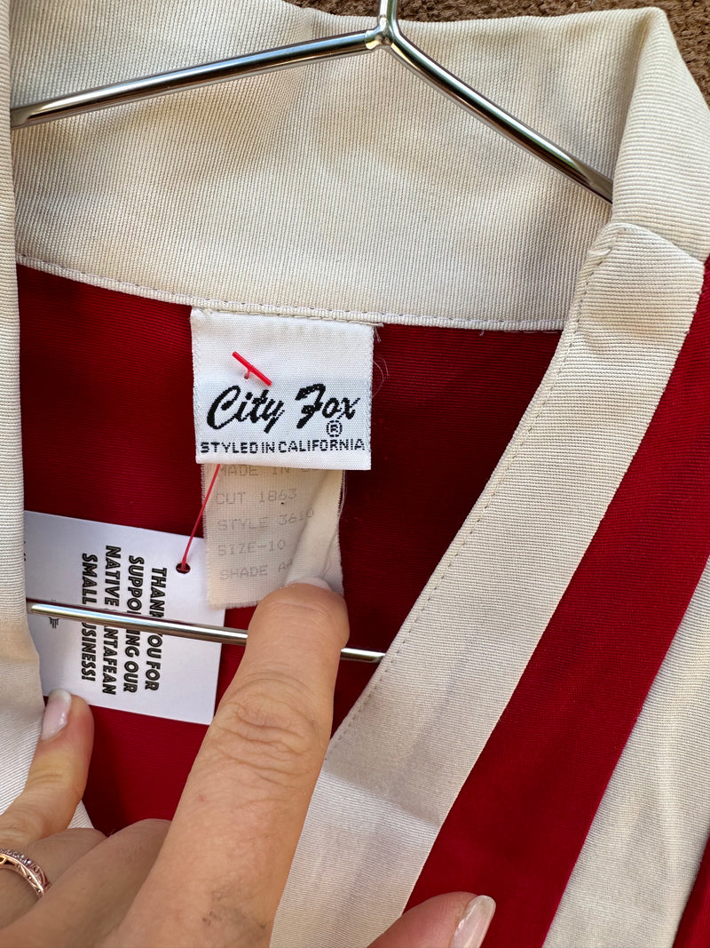 Red and White City Fox Top