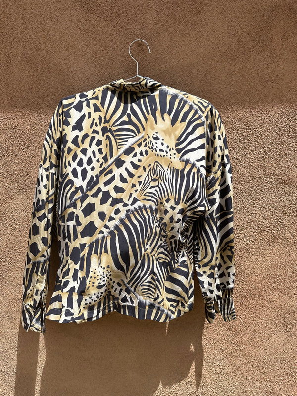 Escada Safari Print Blouse 100% Silk