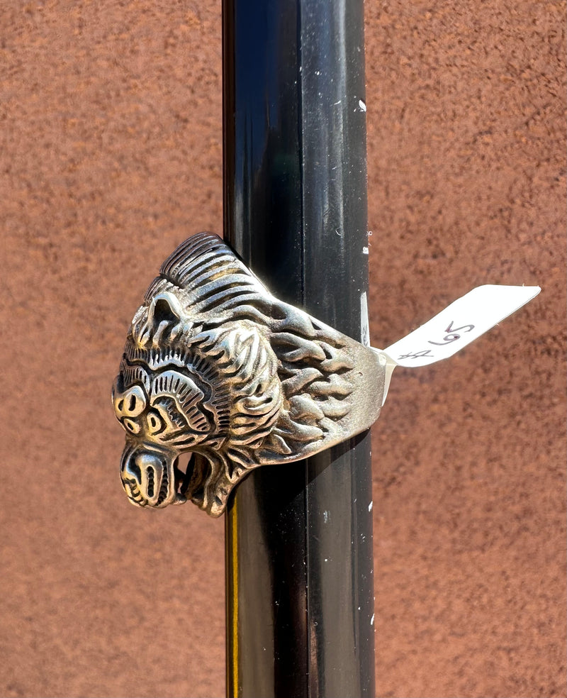 Silver Plate Tiger Head Ring