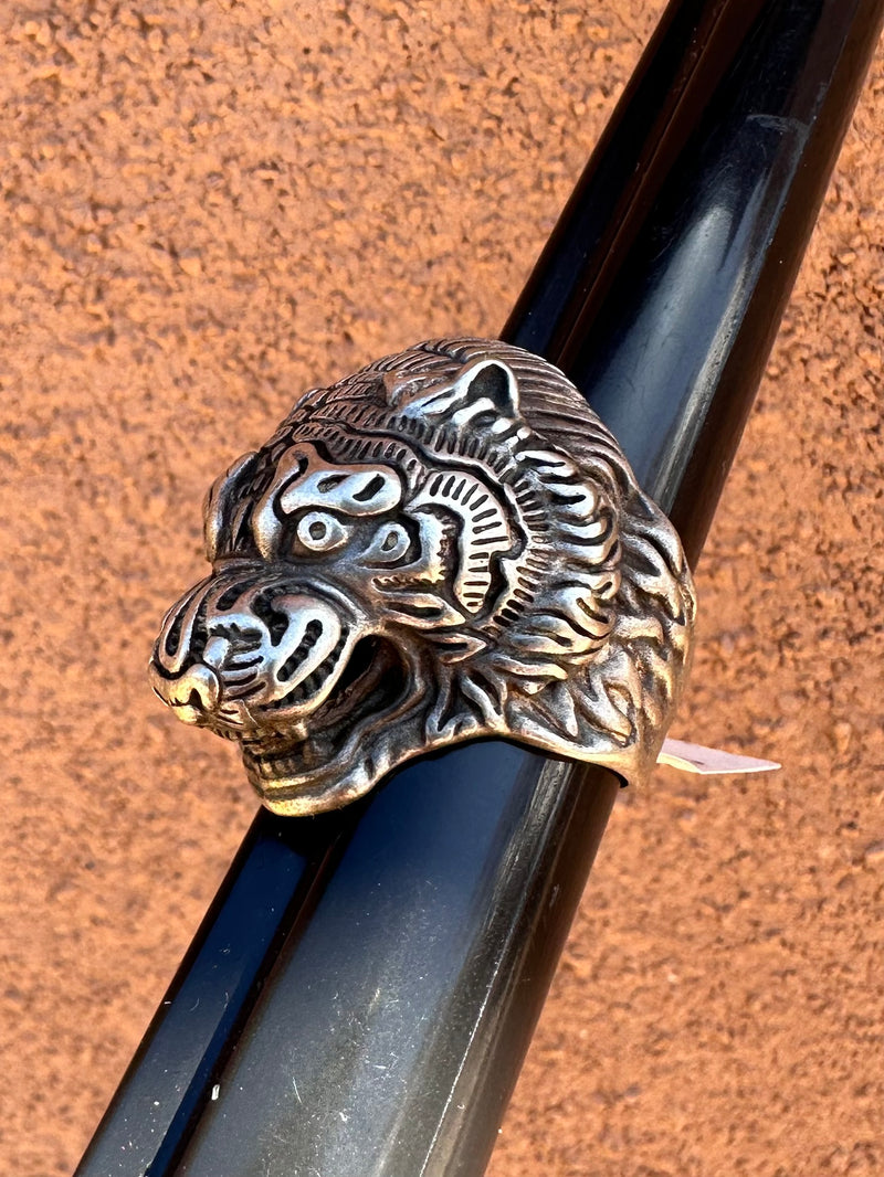 Silver Plate Tiger Head Ring