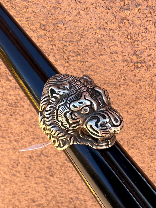 Silver Plate Tiger Head Ring