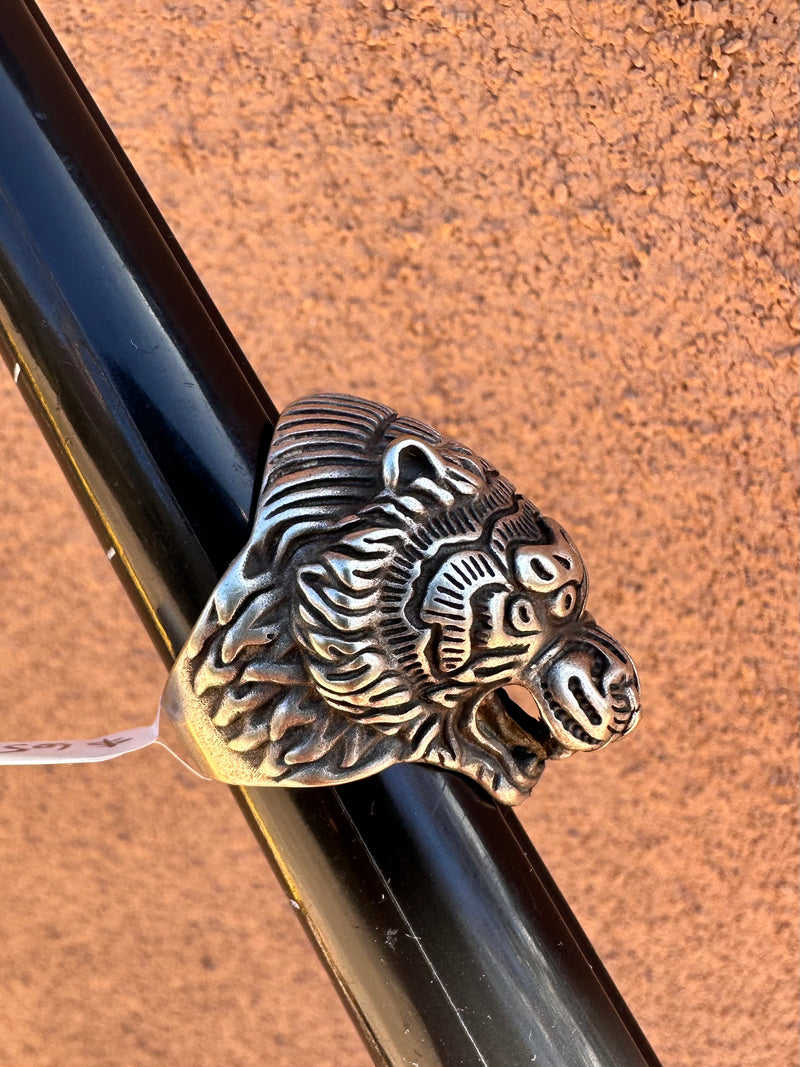 Silver Plate Tiger Head Ring
