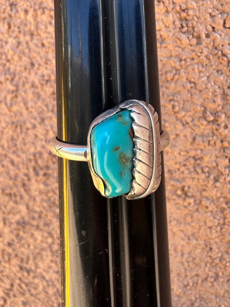 Turquoise and Feather .925 Silver Ring