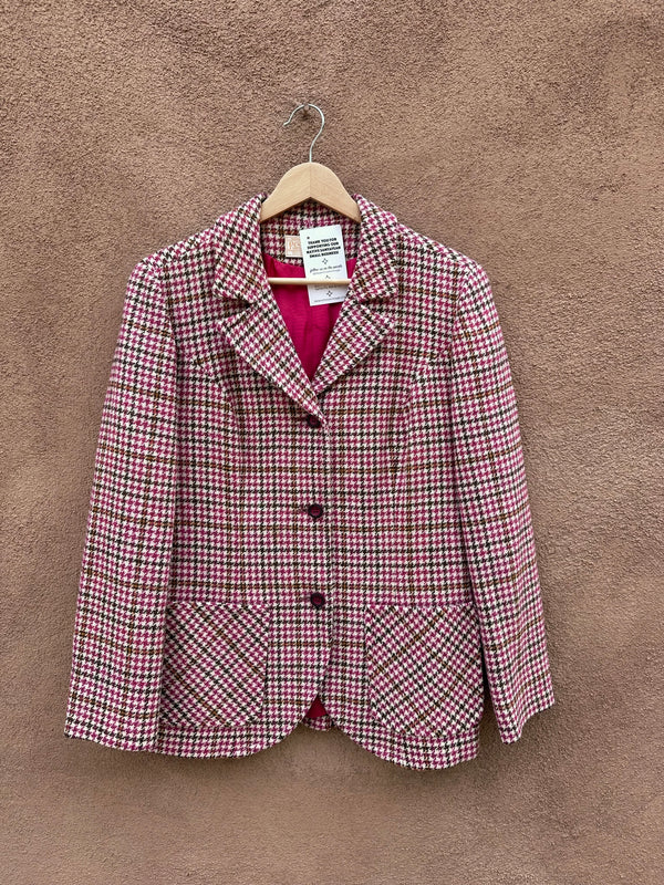 Wool Pendleton Blazer Pink Houndstooth