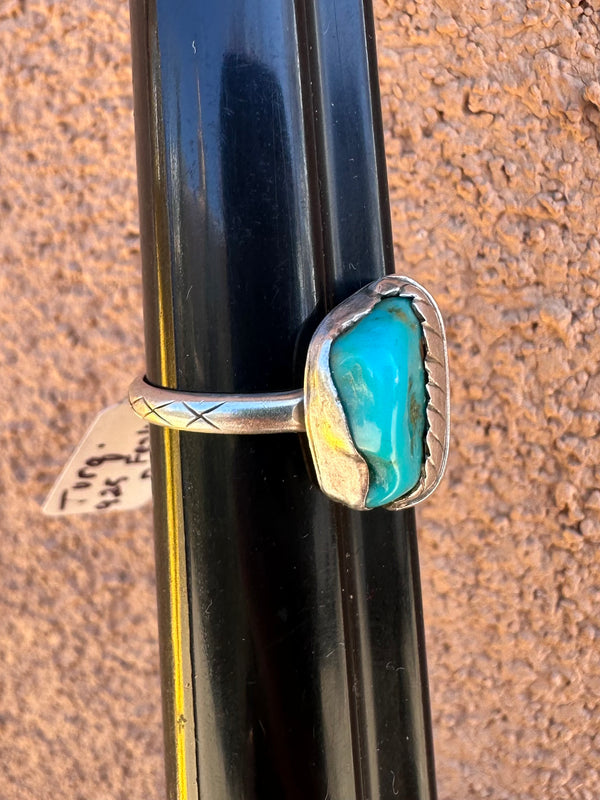 Turquoise and Feather .925 Silver Ring