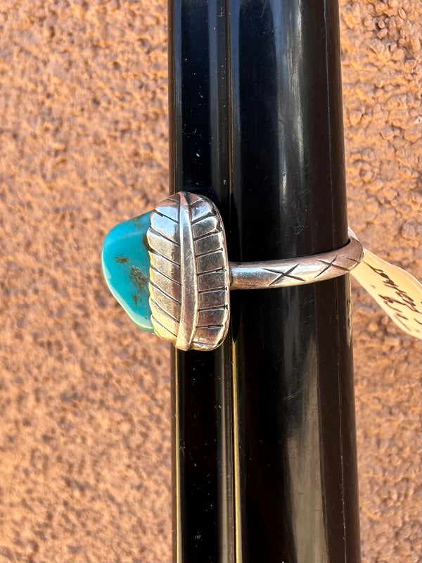 Turquoise and Feather .925 Silver Ring
