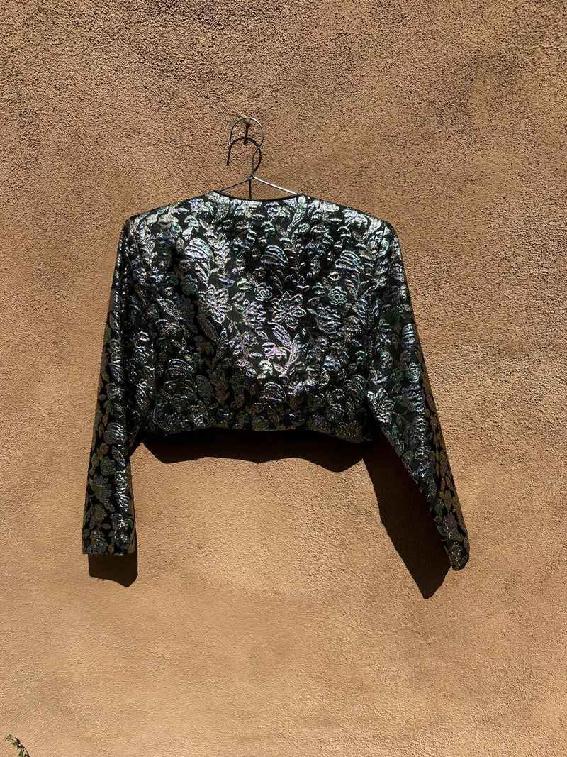 Shimmer Leaf Crop Top Blazer