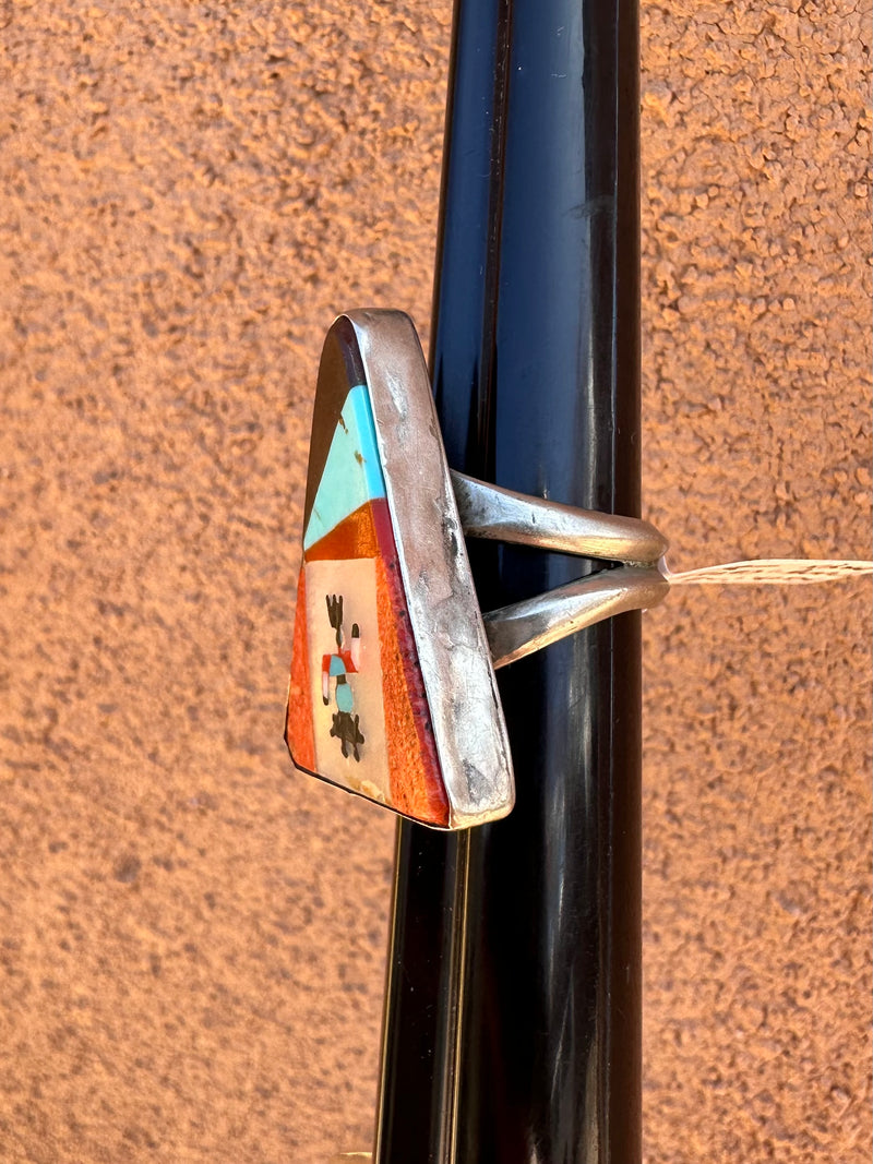 1950's Kachina Ring with Spiny Oyster, Turquoise, Coral, and Onyx