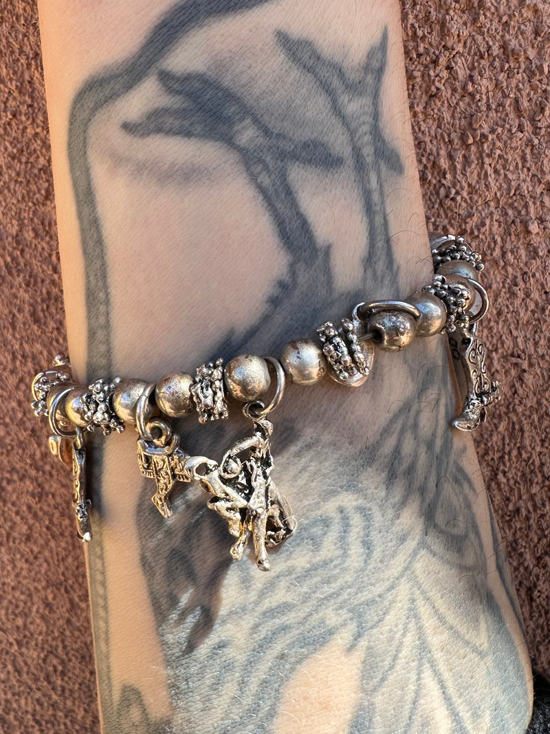 Sterling Silver Cowgirl Charm Bracelet