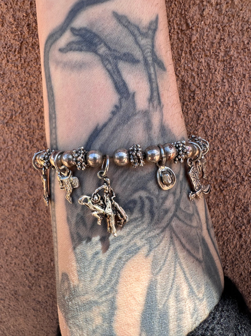 Sterling Silver Cowgirl Charm Bracelet