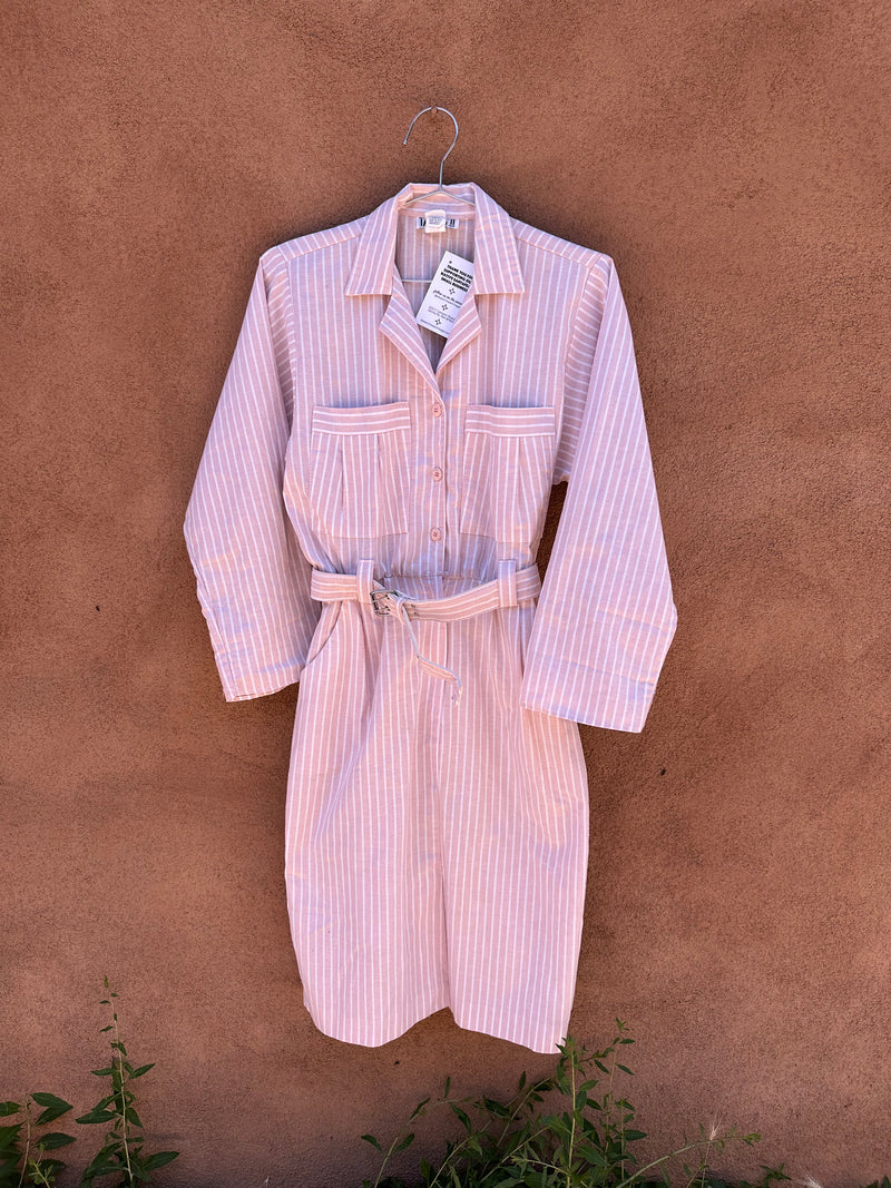 Light Pink Striped Belt Dress