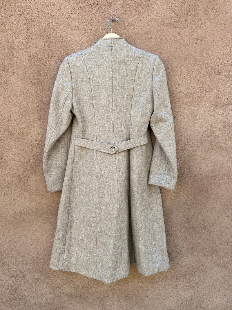 Beige Wool Coat with Standing Collar