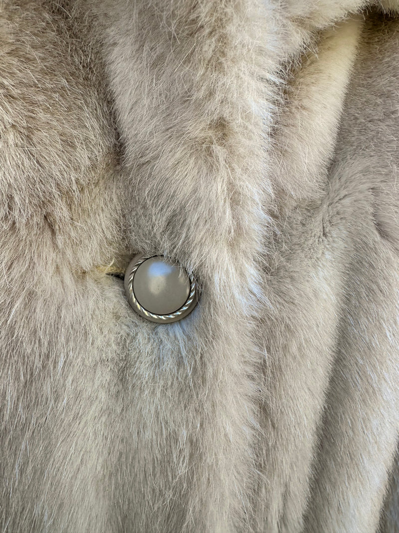 1960's Mincara Faux Fur Coat (Leather Button Stand)
