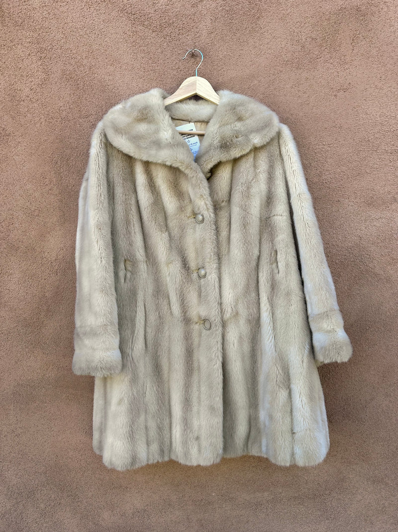 1960's Mincara Faux Fur Coat (Leather Button Stand)