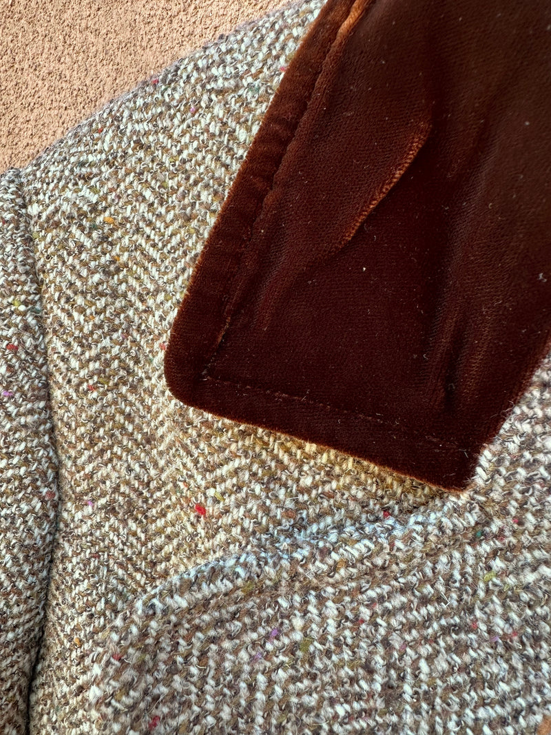 Cropped Express Wool Blend Blazer with Velveteen Collar