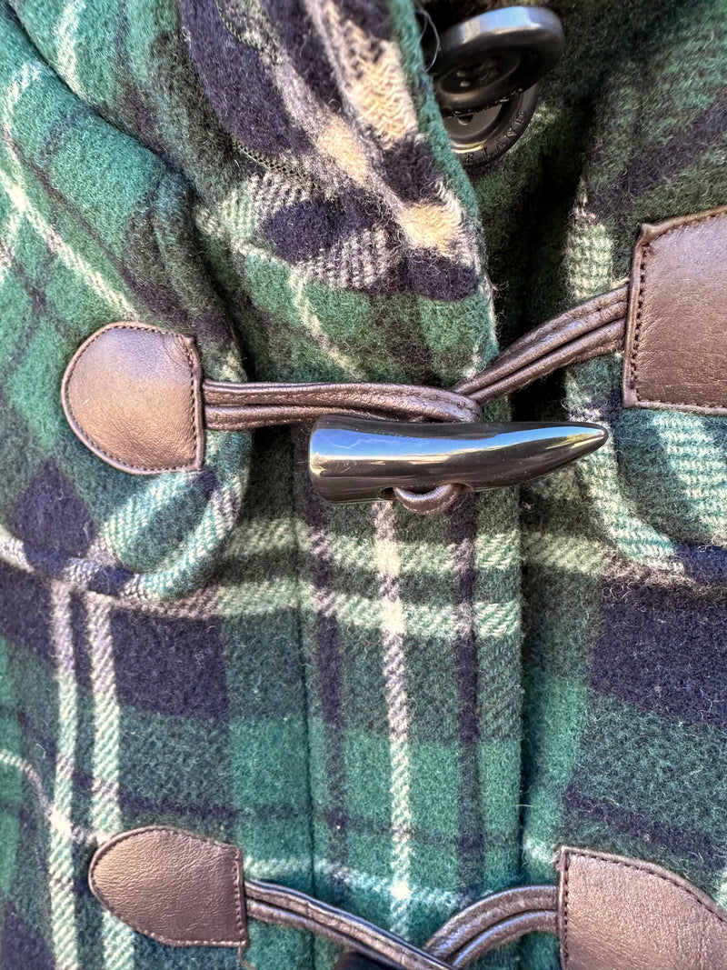 Green Plaid Duffle Coat Wool by E Land