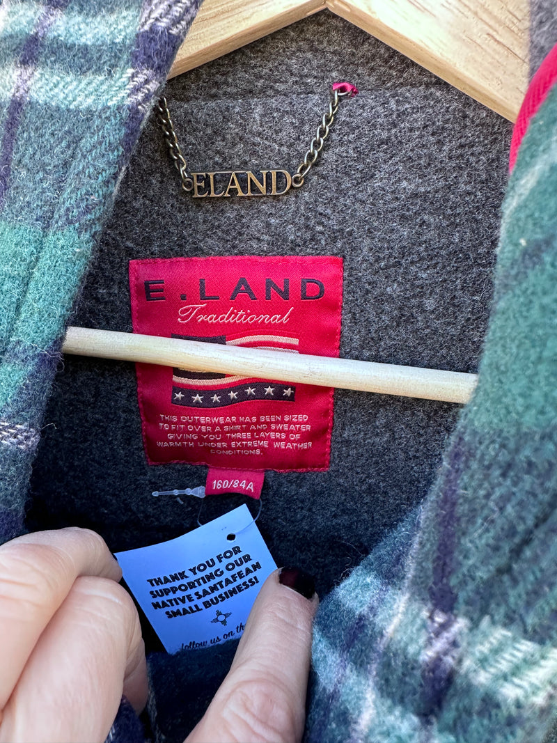 Green Plaid Duffle Coat Wool by E Land