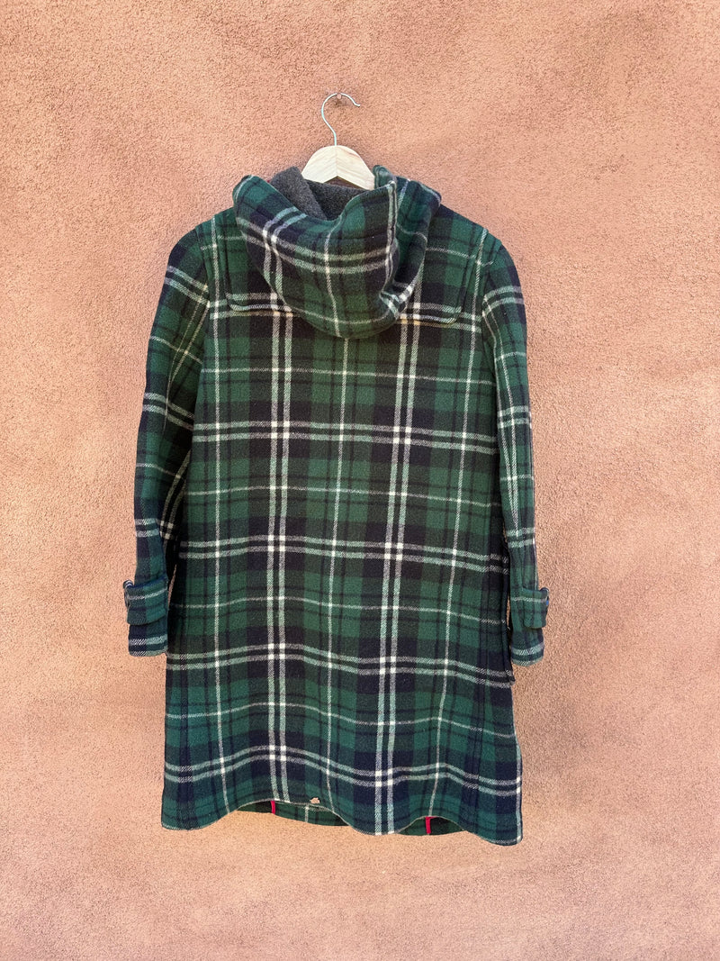 Green Plaid Duffle Coat Wool by E Land