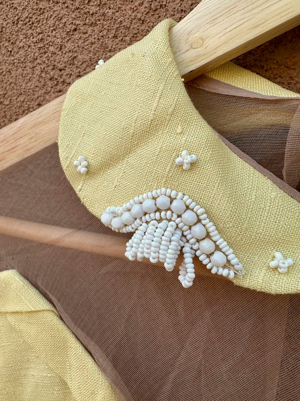 1950's Canary Yellow Dress with Chiffon