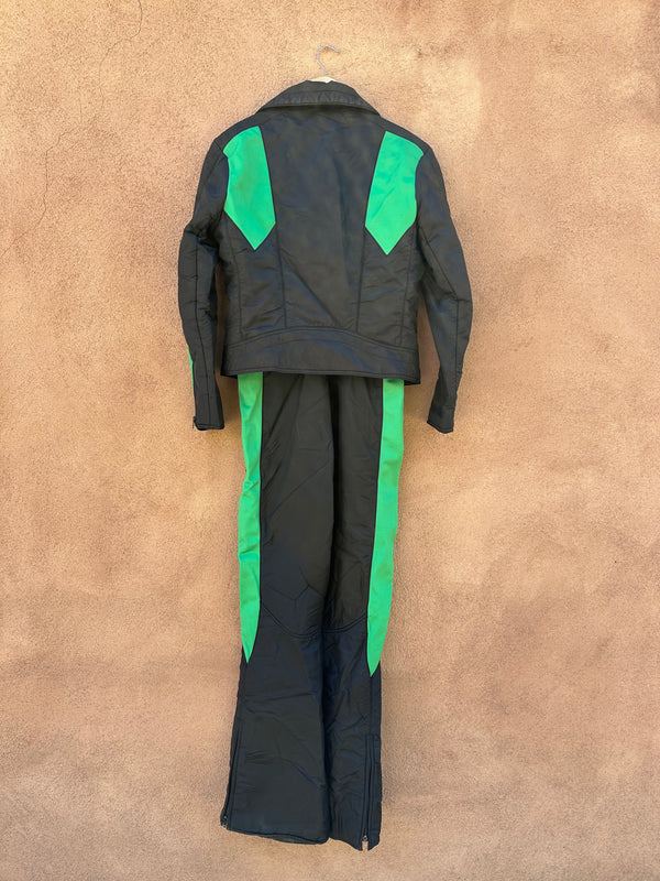 Black and Green Skyr Ski Bib and Jacket - Medium