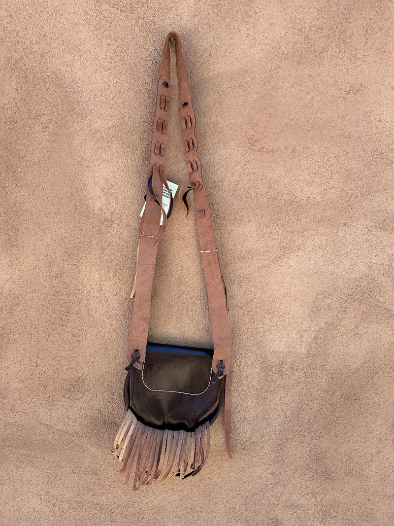 Fringe Purse, Brown Leather with Heavy Stitch