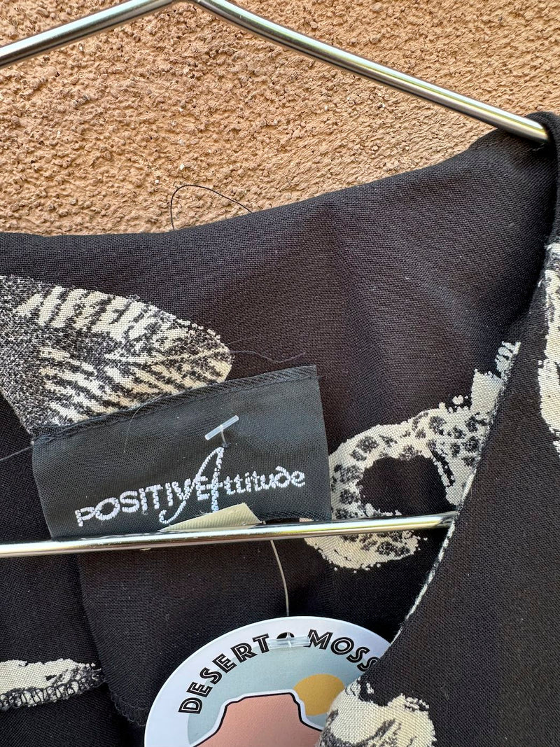 Black and Tan Floral 1980's Dress by Positive Attitude