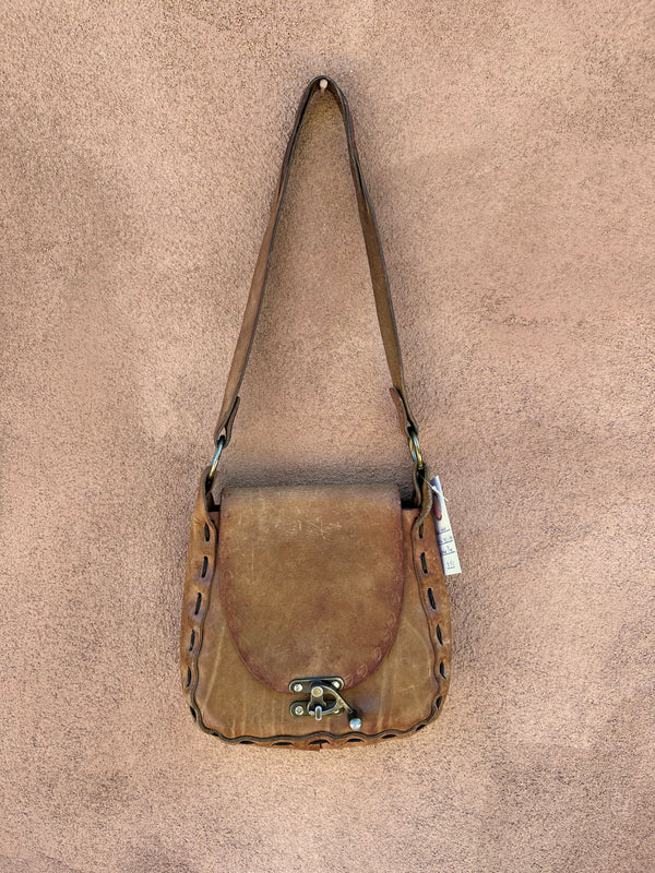 Heavy Leather Stitch 1960's Hippie Leather Purse