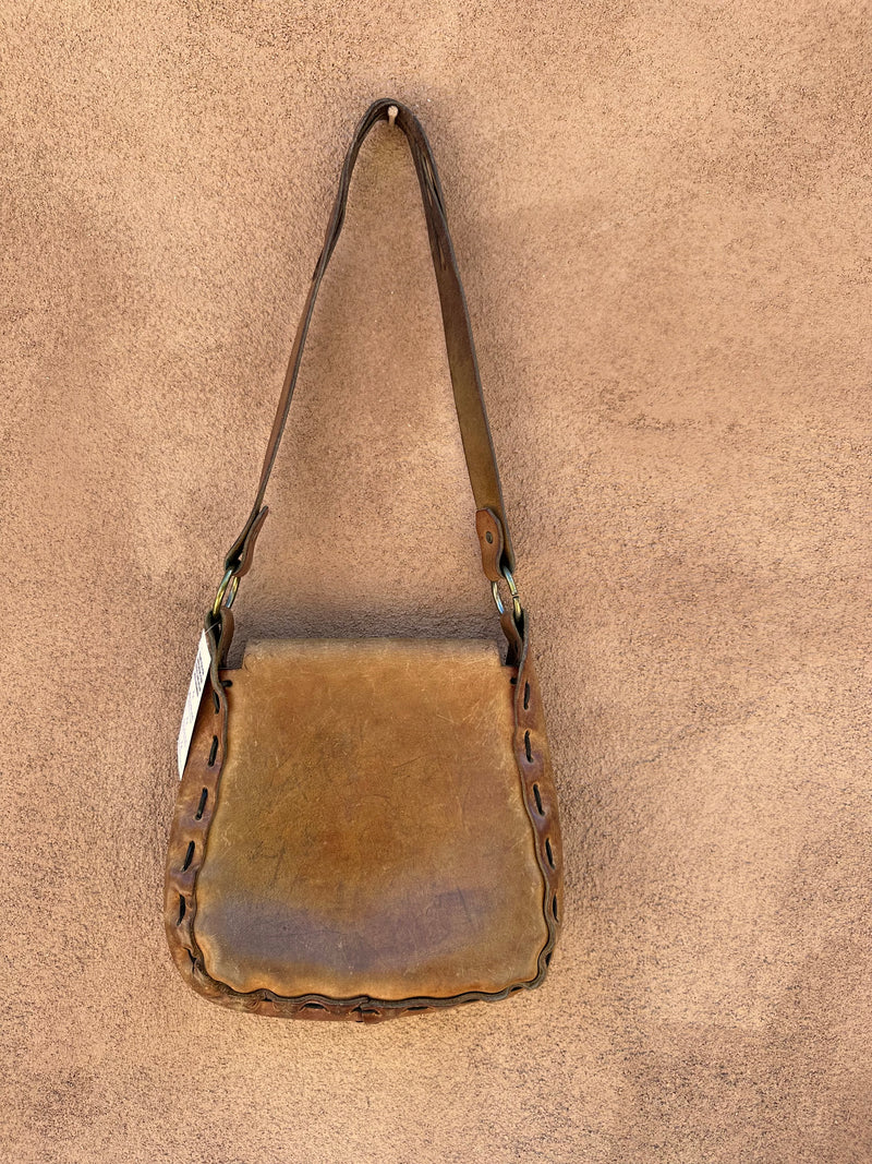 Heavy Leather Stitch 1960's Hippie Leather Purse