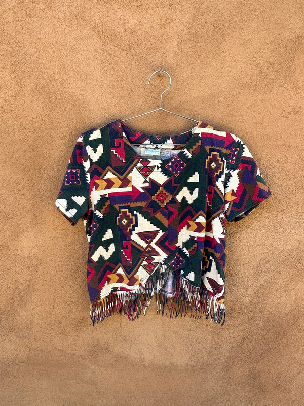 Southwest Print Top with Fringe by Backroad Blues