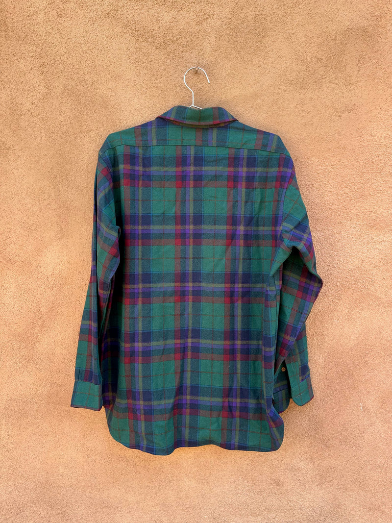 Green & Purple Pendleton Plaid Wool Shirt - as is