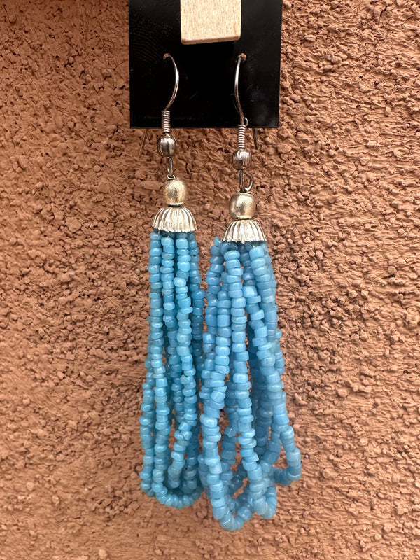 Blue Bead Multi Loop Earrings
