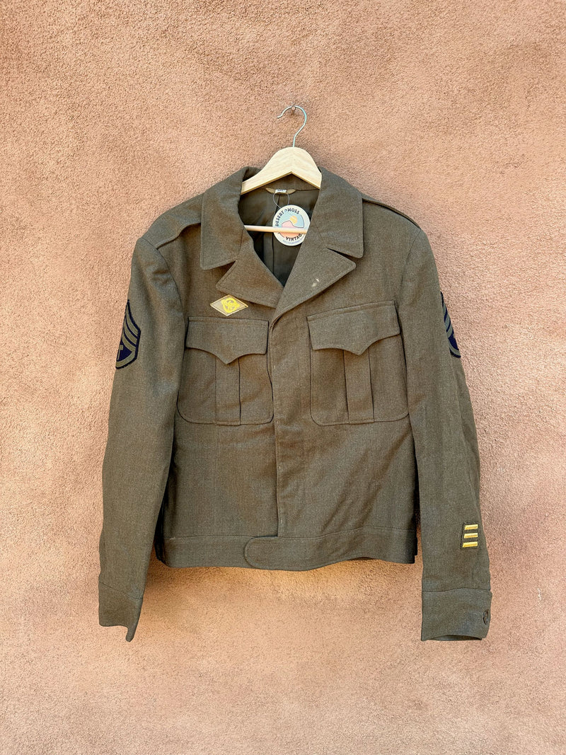 WWII Cropped Wool Jacket with Original EU Theater of Operations Patch - as is